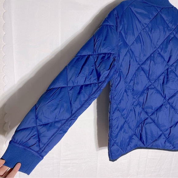 Calvin Klein Black Blue Reversible Quilted Puffer Zip Front Bomber Jacket S - Picture 12 of 15